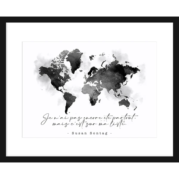 Castorama Image Encadrée Mappemonde Noir Et Blanc L.40 X L.50 Cm Dada Art 1