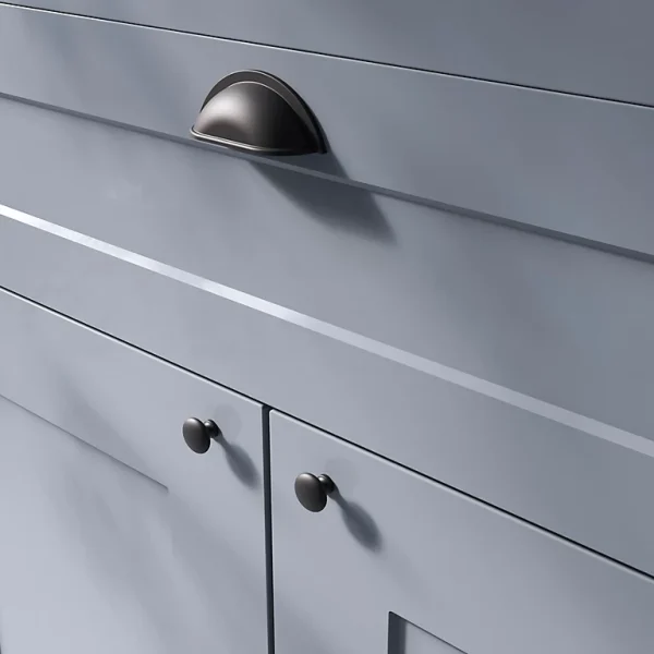 Castorama Lot 6 Poignées De Meuble Demi-ronde GoodHome Govlin Mat Noir L.81mm X L.30mm X H. 30mm Entraxe 64mm 1