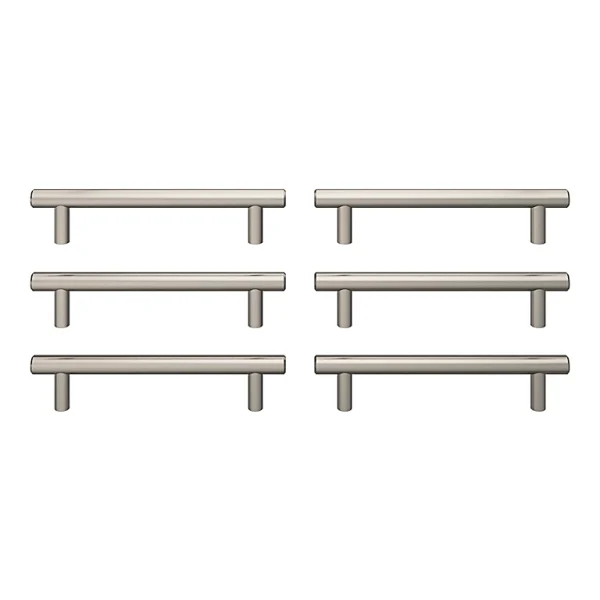 Castorama Lot 6 Poignées De Meuble En T GoodHome Dizel Acier Effet Nickel Satin Gris L.168mm X L.12mm X H. 35mm Entraxe 128mm 1
