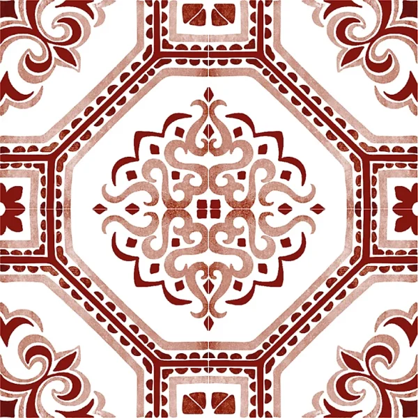 Castorama Lot 8 Carreaux Adhésifs Décoratifs Vinyl Way Agadir Dada Art Effet Carreau De Ciment Blanc & Bordeaux L.20 X L.20 Cm X Ep.1,3 Mm 1