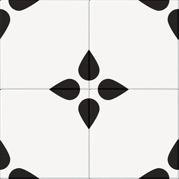 Castorama Lot 8 Carreaux Adhésifs Décoratifs Vinyl Way Bruxelles Dada Art Effet Carreau De Ciment Noir & Blanc L.20 X L.20 Cm X Ep.1,3 Mm 1