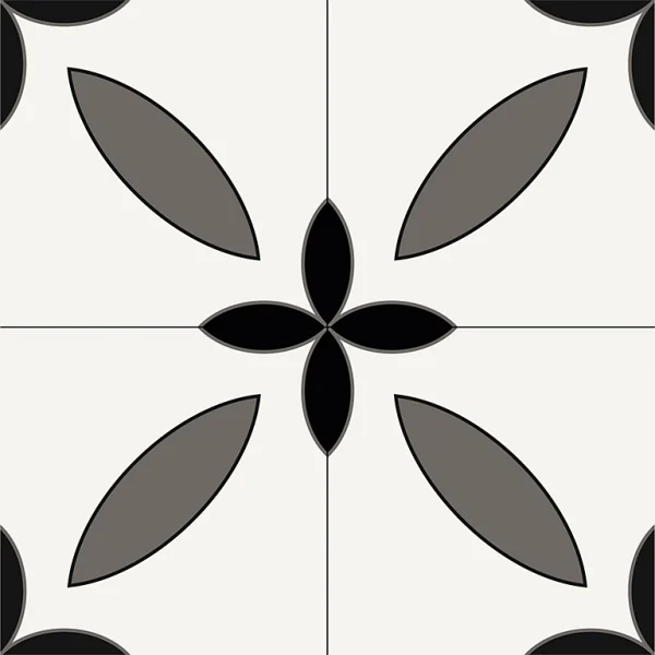 Castorama Lot 8 Carreaux Adhésifs Décoratifs Vinyl Way Vienne Dada Art Effet Carreau De Ciment Noir & Blanc L.20 X L.20 Cm X Ep.1,3 Mm 1