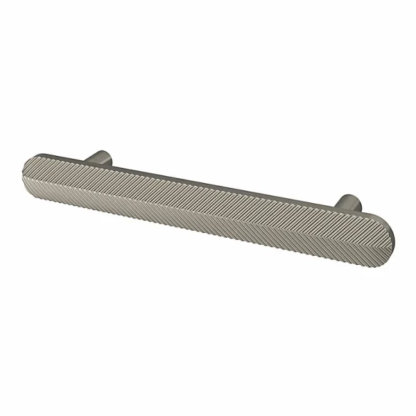 Castorama Poignée De Meuble Arrondi GoodHome Garlan Aluminium Effet Nickel Satin Gris L.136mm X L.15mm X H. 27mm Entraxe 96mm 1