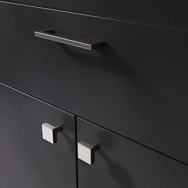 Castorama Poignée De Meuble Droit GoodHome Skej Aluminium Effet Nickel Satin Gris L.126mm X L.7mm X H. 30mm Entraxe 96mm 1