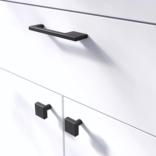 Castorama Poignée De Meuble Droit GoodHome Skej Aluminium Mat Noir L.126mm X L.7mm X H. 30mm Entraxe 96mm 1