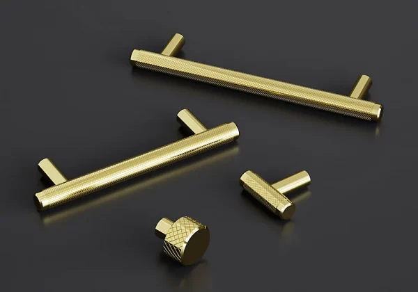 Castorama Poignée De Meuble En T GoodHome Irus Acier Effet Laiton Satin Doré L.136mm X L.12mm X H. 35mm Entraxe 96mm 1