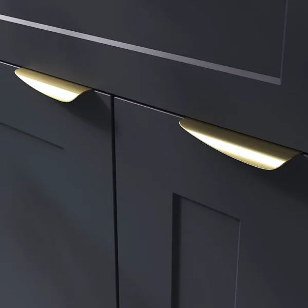 Castorama Poignée De Meuble Incurvé GoodHome Mehaban Effet Laiton Satin Doré L.120mm X L.44mm X H. 13mm Entraxe 96mm 1