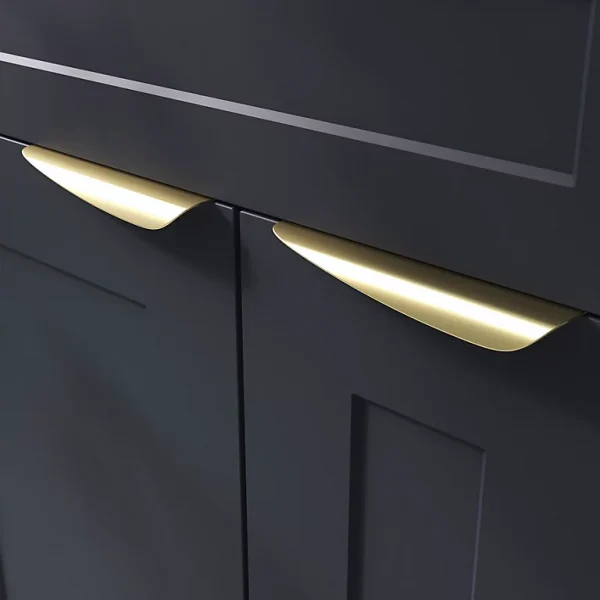 Castorama Poignée De Meuble Incurvé GoodHome Mehaban Effet Laiton Satin Doré L.170mm X L.44mm X H. 18mm Entraxe 128mm 1