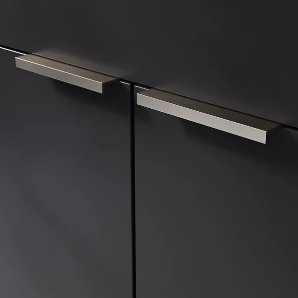 Castorama Poignée De Meuble Incurvé GoodHome Skej Aluminium Effet Nickel Satin Gris L.120mm X L.19mm X H. 35mm Entraxe 96mm 1