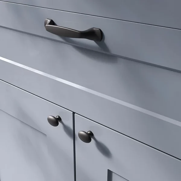 Castorama Poignée De Meuble Nœud GoodHome Govlin Aluminium Mat Noir L.131mm X L.19mm X H. 24mm Entraxe 96mm 1
