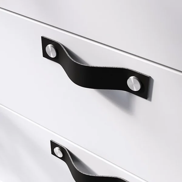 Castorama Poignée De Meuble Nœud GoodHome Hezo Cuir Et Métal Satin Noir L.123mm X H. 24mm Entraxe 96mm 1