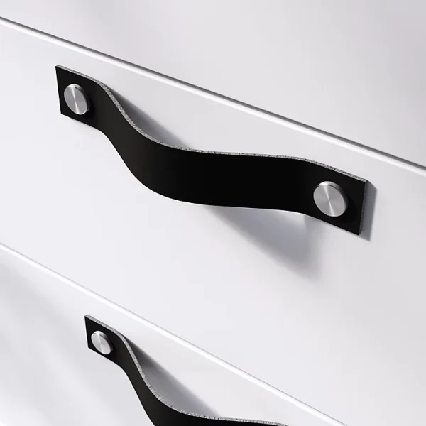 Castorama Poignée De Meuble Nœud GoodHome Hezo Cuir Et Métal Satin Noir L.153mm X H. 24mm Entraxe 128mm 1
