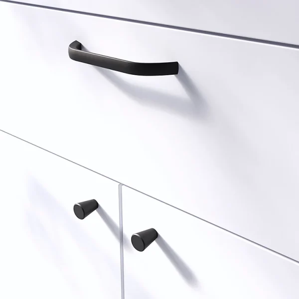 Castorama Poignée De Meuble Nœud GoodHome Irvil Aluminium Mat Noir L.142mm X L.12mm X H. 30mm Entraxe 128mm 1