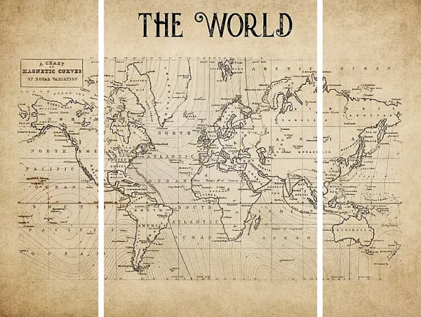 Castorama Toile Tryptique Map Monde 125 X 97 Cm 1